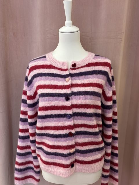 Strick Cardigan Stripes Pink