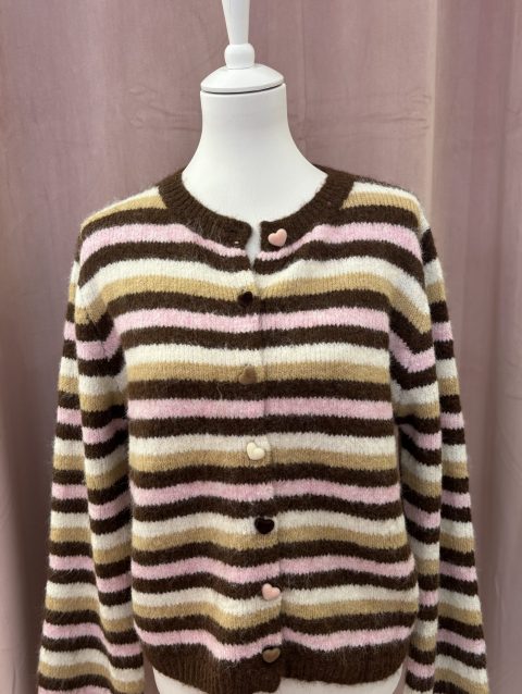 Strick Cardigan Stripes Braun